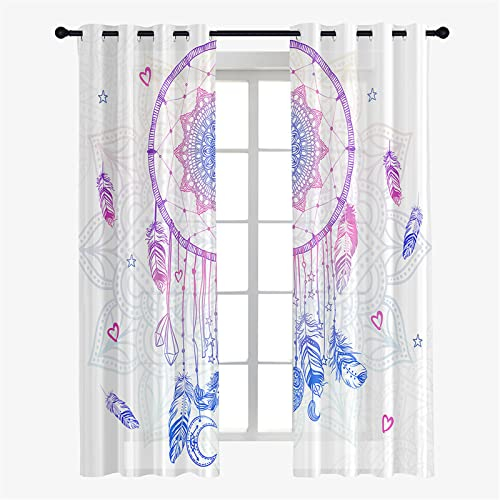Hiseng Schiebegardinen Voile Vorhang Gardinen 2er Set, Traumfänger Sheer Schiebevorhänge Lichtdurchlässig Flächenvorhänge für Wohnzimmer Fensterschal Schlafzimmer (140x244cm,Mandala)