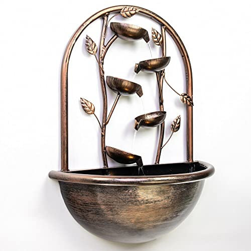 Indoor/Outdoor Garden Water Fountain Outdoor water fountain H 55cm Water Feature Wall-Mounted Fountain with Lights for Deck, Patio, Porch, Yard Decor Decoration