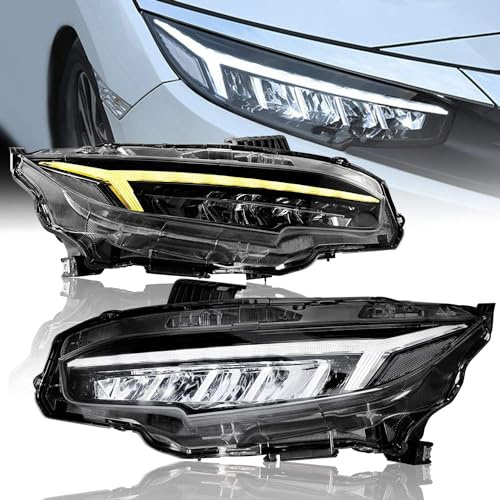 Archaic Scheinwerfer kompatibel mit 10th Honda Civic Seden Hatchback 2016-2021, Frontlichter mit Animation DRL,Kein E-Prüfzeichen