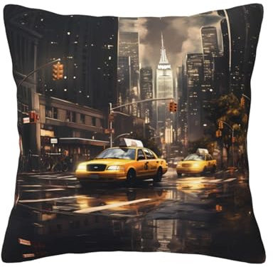 YYHWHJDE New York Fashion City Kissenbezug, 40,6 x 40,6 cm, weich und langlebig, geeignet für den Innenraum von Stühlen, Autos