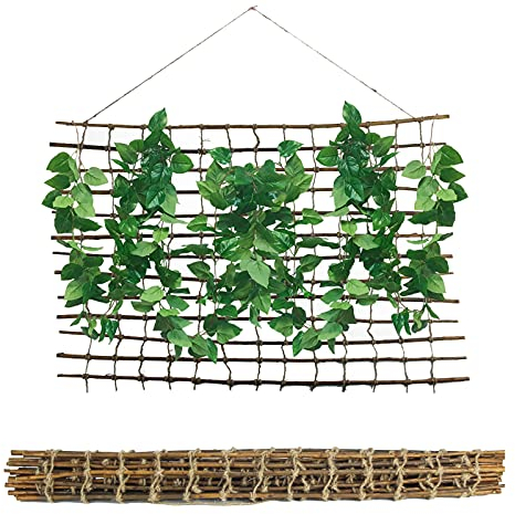 Tuteur en osier pour plantes grimpantes - 100 x 200 cm - Treillis avec ficelle de jute en bois - Support de jardin pour la croissance et la décoration des plantes grimpantes