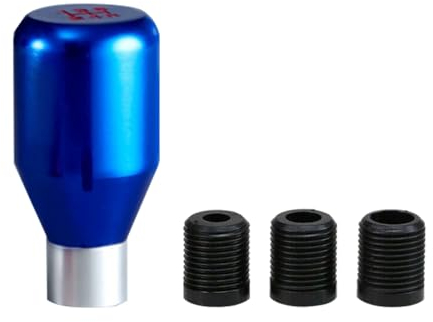 JNNJ Auto Schaltknauf Universal, Auto 5-Gang Schaltknauf, Schalthebel Mit 3 Adaptern, Aluminiumlegierung Schaltknauf-Adapter, Für Manuelles Auto Schaltgetriebe(Blau)