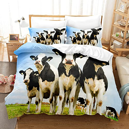 ZZTBQ Highland Kuh Kinderbettwäsche 100x135 Baby Bettwäsche Kühe Grünland Kuh Bauernhaus Tier Bettbezug und Kissenbezug-Set Baby Bettwäsche Set für Kleinkinder und Babybetten
