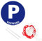 Signalétique.biz France - panneau rond en aluminium 300mm - Parking visiteurs, avec chaîne plastique rouge et blanche 5m + colliers de serrage.