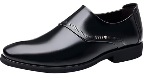 Scarpe Oxford da uomo antiscivolo in pelle verniciata, eleganti per feste di nozze, comode, da camminare, mocassini, formali, lavoro, ufficio, casual, a punta, scarpe da uomo, Nero , 39 2/3 EU
