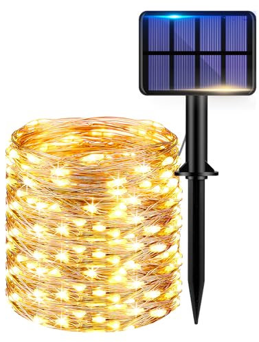 Kolpop12M Solar String Lights Outdoor, 120 LED Solar Garden Lights Waterproof 8 Modes Indoor/Outdoor Fairy Lights Copper Wire Decorative Lighting for Patio Yard Party Wedding