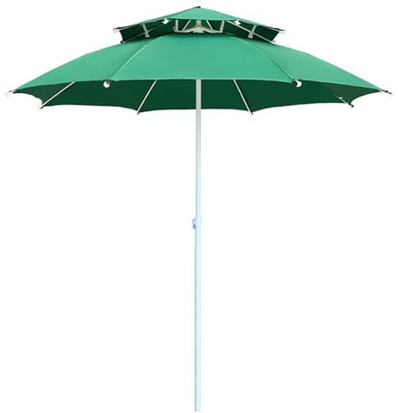 Großer 2-stöckiger belüfteter Strandschirm mit UV-Schutz 50+ 250 cm, Outdoor-Sonnenschirm, regenfest, tragbar, Markt-Gartenschirm für ultimativen Sonnenschutz