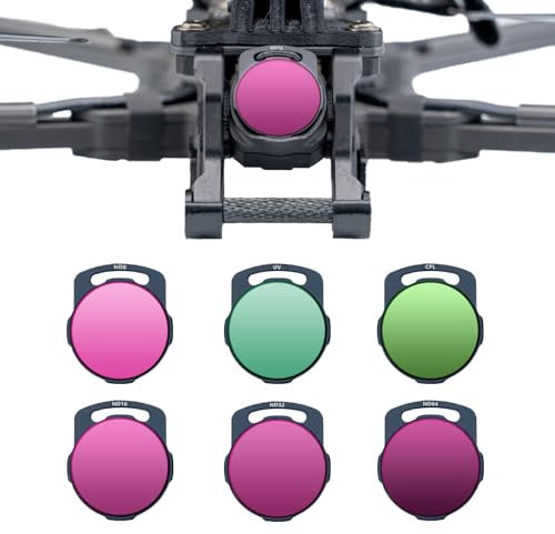 Upgraded ND Filters Set for DJI AVATA/O3 Air Unit, 6-Pack (UV/CPL/ND8/ND16/ND32/ND64), Filter Set for Self-Built FPV Drone,Rotate to Lock,Quick Solid Installation,No Harm to Lens Shell
