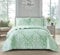 Householdfurnishing 3 Piece Printed Patchwork Bedspread Quilted Bed Throw Comforter with Pillow Shams (Royal Damask Green, Single)