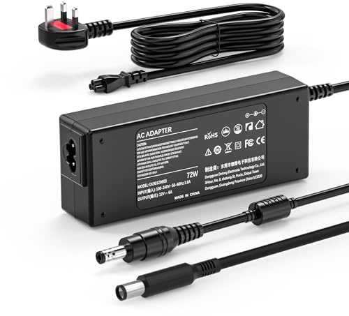 Replacement 12V 6A 72W UK Mains Power Supply Adaptor, 5.5x2.1mm | Replacement 12V 5A 6A Mains Adaptor, Fits Synology DS224+ DS220+ DS218, Imax B6 Charger, Lepy LP-2020A Amplifier, 5.5x2.5mm