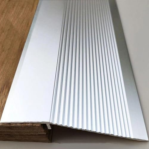 YSPZDQ Rampe Profile de Finition Carrelage, Barre de Seuil Aluminium, Jonction Plan de Travail, Bande de Transition Le Sol pour Moquette et Sol, Bois sur Carrelage 1~4cm Pente Seuil(White,110 CM)