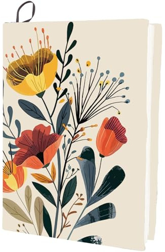 CRASPIRE Dehnbarer Buchumschlag Mit Blumenmotiv Bohemia Elastische Buchhülle Florales Boho Design Wiederverwendbar Waschbar Buchschutz 9 x 14 Zoll Notizbuchumschläge Geeignet Für 9 x 11 Zoll Hardcover