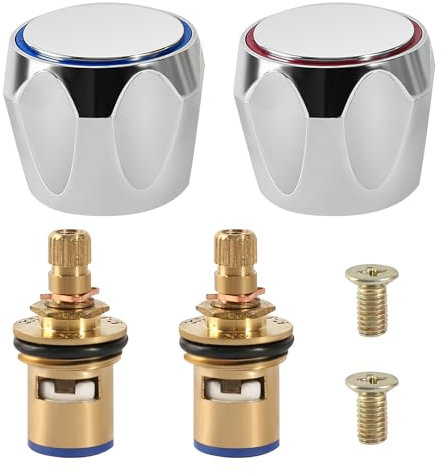 Tap Valve Top Set Tap Valves Fittings 2 paires de têtes de robinet, 20 dents Cartouche de robinet 1/2 Cartouche de robinet chaud froid