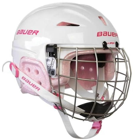 Bauer Lil Sport Hockey Helmet Combo with Face Mask Cage, Toddler Size (Pink)