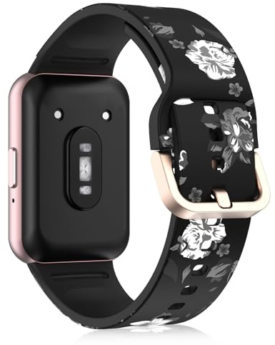 ToVioc Armband Silikon Kompatibel mit Samsung Galaxy Fit 3 | Fadeless Silikon Ersatzarmband für Samsung Galaxy Fit 3 - Graue Blume