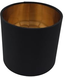 Lampenschirm Stehlampe Ø12cm Durchmesser Schwarz Gold Rund Retro Vintage Stofflampenschirm Leuchtenschirm Textilschirm Ersatzschirm Leinenschirm Pendelleuchte E14 Fassung (1x Schwarz/Gold Ø 12cm)