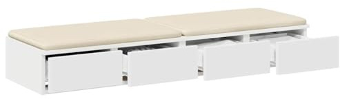 vidaXL modern weißer Nachttisch mit 4 Schubladen für Schlafzimmer kompakte Nachttischmöbel MDF rechteckiges Design Glatte Matte Oberfläche | Nur für drinnen einfache Montage klein