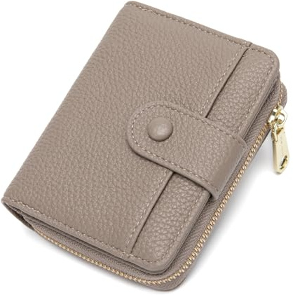 CHAOFANXI Geldbörse Damen, Weichem Leder Kleines Portemonnaie für Frauen, Kleiner Geldbeutel Damen Mit Zipper Münzfach Kartenfächer, Grau