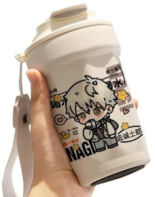 Blue Lock Anime Tasse à café isolée sous vide en acier inoxydable, cadeau pour hommes et femmes, silicone antidérapant et couvercle anti-fuite (1)