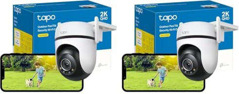 Tapo C520WS - Cámara Vigilancia Wi-Fi Exterior 360°, Resolución 2K QHD, Visión Nocturna en Color Starlight, Detección IA Múltiple, Seguimiento de Movimiento, IP66 (Paquete de 2)