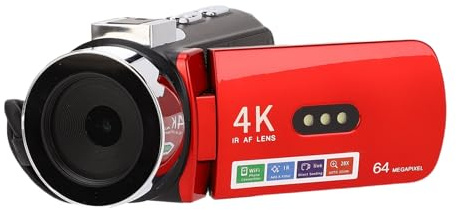 Yctze 64MP Vlog -Kamera 4K Videokamera Camcorder mit WLAN -Fernbedienung 3,0 -Zoll -Flip -Bildschirm 4800mAh Batterie für Reisefotografie Live -Streaming