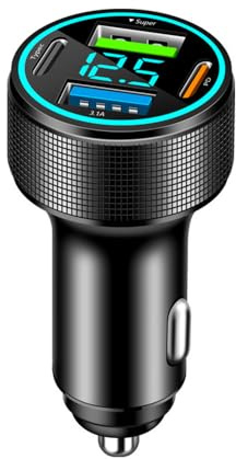 JsjjQf Chargeurs pour Automobile pour Audi RS 6 RS 7 RS e-tron GT RS Q3 RS Q8,Chargeur Allume Cigare Voiture USB Adaptateur Prise Allume Cigare Accessoires,Black