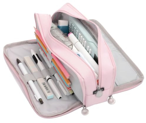 JYNXOR Astuccio bambina Astuccio Portamatite Astucci Matite di 3 Scomparti Grande Capacità Borsa Porta Penne Scuola Trucco Borsa per Bambina Ragazze Ragazzi Studenti, Astuccio Rosa Ragazza
