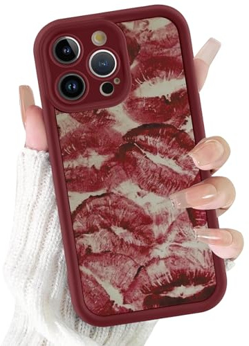 Xylota Handyhülle für iPhone 11 Pro 5,8 Hülle, Aesthetic Lippenabdruck Muster Mädchen Frauen Case, Weich Silikon Dünn TPU Bumper Stoßfeste Kratzfest Schutzhülle Cover für iPhone 11 Pro, Rot