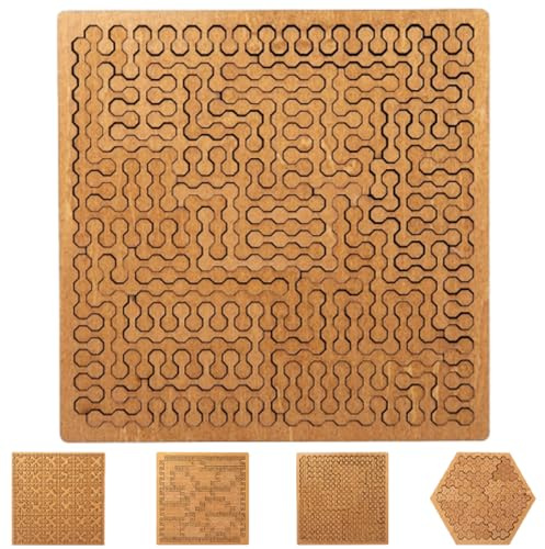 Fractal Tray Puzzles, Hard Difficult Wooden Jigsaw Puzzles for Adults, Unique Irregular No Image Puzzle, Reverse Thinking Challenging Brain Teaser Mind Game Gift (#c)
