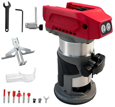 800 W schnurloser Holzfräser für Milwaukee M18 18 V Akku, Aluminiumbasis, bürstenloses 30000 U/min, Werkzeug mit 5 variablen Geschwindigkeiten, Handflächenfräser für Holzbearbeitung, Schlitztrimmen