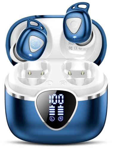 Wireless Earbuds, 2025 Bluetooth 5.3 Earphones In Ear with 4 ENC Noise Cancelling, Deep Bass IP7 Waterproof Mini Ear Buds, 40H Mic Clear Calls Bluetooth Headphones,USB-C LED Display for Sport Workout