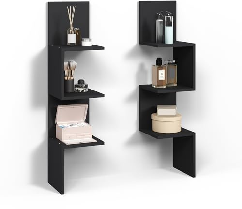 Livinity Eckregal Vesuvio, Schwarz, 28 x 116.4 cm | 2er Set