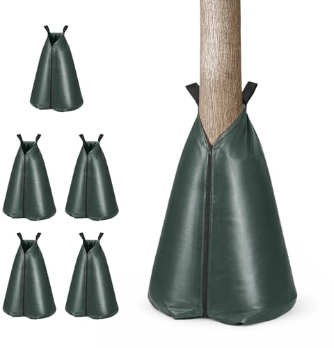 GreenWhim 6 Pack Tree Watering Bags 20 Gallon Slow Release Irrigation Bag for Newly Planted Trees Deep Root Watering with Zipper Handles fits 1 to 8 Inch Trunk