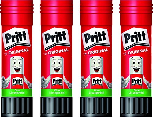 Pritt - Colla stick trasparente, lavabile, rimovibile senza solventi (4 pezzi, 43 g)