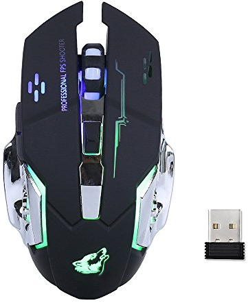 Lancoon Ratón Inalámbrico para Juegos - con Silencio Clic, 3 dpi Ajustables - GM08 Negro