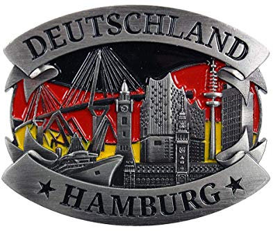 Unbekannt Maritimshop Kühlschrankmagnet Stadt Souvenir Hamburg Skyline Deutschland Fahne, 8x6,5cm
