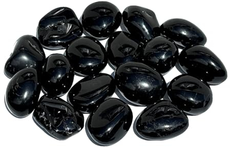 MKÖPKE schwarzer Turmalin Schörl Handschmeichler - 50 g polierte Trommelsteine 20-30 mm Schutzstein Geschenkidee