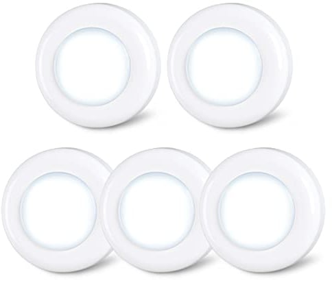 STAR-SPANGLED Tap Light Push Lights, Stick on LED Touch Puck Light AAA Battery Operated, Press Spot Lighting Indoor for Under Cupboard, Wardrobe, Cabinet, Closet, Kitchen (2.8inch, Cool White, 5 Pack)