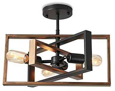 ENCOFT Deckenlampe Vintage Retro Industrial Deckenleuchte E27 Deckenlampen Schwarz küchenlampe wohnzimmerlampe Retro Deckenlampe wohnzimmer schlafzimmer mit 3 E27 Fassung