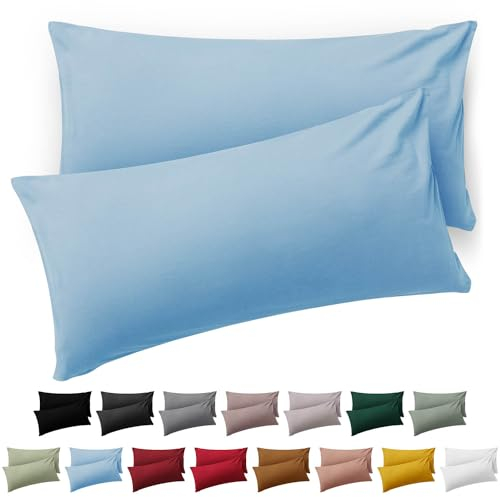 Blumtal Kissenbezug 40 x 80, 2 Stück - Oeko-TEX zert. Kissenbezüge 100% Mikrofaser in extra weich & waschmaschinenfest - Bezug Kissen 40x80 Blau