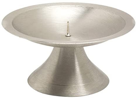 NKlaus Scheibenleuchter Ø11cm Messing Silber Kerzenleuchter matt Altarleuchter mit Dorn 10725