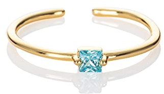 namana blauer Ring in Gold für Frauen, verstellbarer offener Ring für Damen mit einem blauen Stein, vergoldeter Damenring mit einem hellblauen Stein, einfacher Goldring für Frauen, Teens, Mädchen