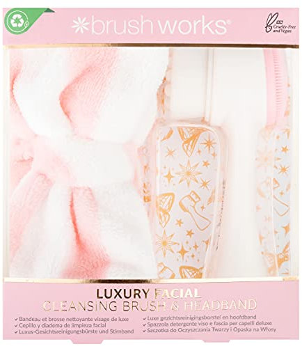 Brushworks Luxuriöse Gesichtsreinigungsbürste und Kopfband.