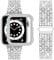 wutwuk Cinturino Compatibile per Apple Watch 44mm con Custodia Protettiva Bling, Cinturino da Donna in Metallo Scintillante per Apple Watch Series 6 5 4 SE 44mm,Argento