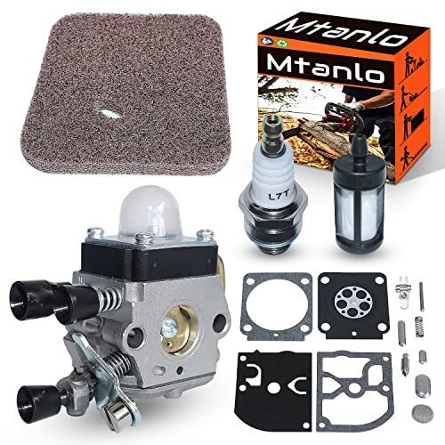 Mtanlo Carburatore per Stihl HS45 FS55 FS38 HS45 Trimmer con ZAMARB-99 Kit di Riparazione Carburatore Filtro Aria L7T/BPMR7A Candela Filtro del Carburante