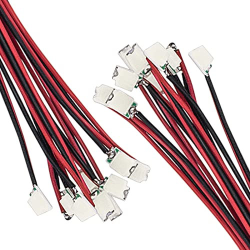 DiCUNO Diodes électroluminescentes micro LED SMD pré-câblées, Mini-lampes 0805 pré-soudées pour bricolage, projets scientifiques, longueur de fil 16 cm, Couleurs : UV, Lot de 20