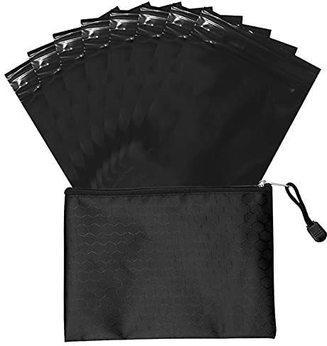 Feminine persönliche Entsorgungsbeutel, 15,2 x 20,3 cm, Schwarz, blickdicht, mit Reißverschluss, diskrete Entsorgungsbeutel für Tampons, Damenbinden, Damenbinden (mit schwarzer Aufbewahrungstasche)