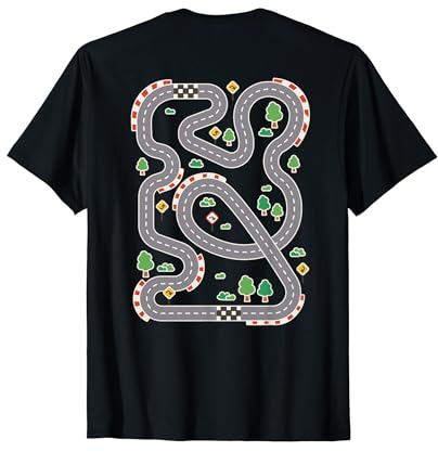 Coole Spielmatte Autorennbahn auf der Rückseite, niedlicher Vatertag T-Shirt