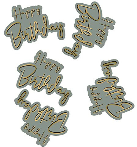Folat 68491 Tischdeko Dawn 45 Stück-Geburtstag, Gold Happy Birthday, Tischkonfetti, Konfetti für Geburtstagsfeier Dekorationen, Grau, 5 cm