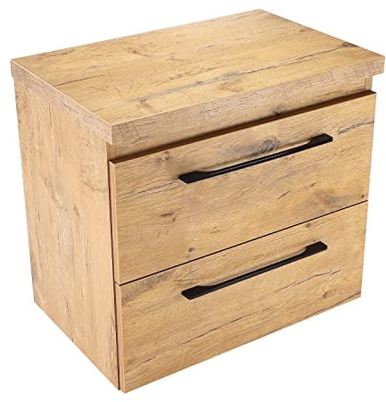 paplinskimoebel - Waschbeckenunterschrank mit Aufsatz 60 cm Breit Girona, Badezimmerschrank mit Arbeitsplatte, Unterschrank für Aufsatzwaschbecken, Waschtischunterschrank Holz - Lancelot Eiche